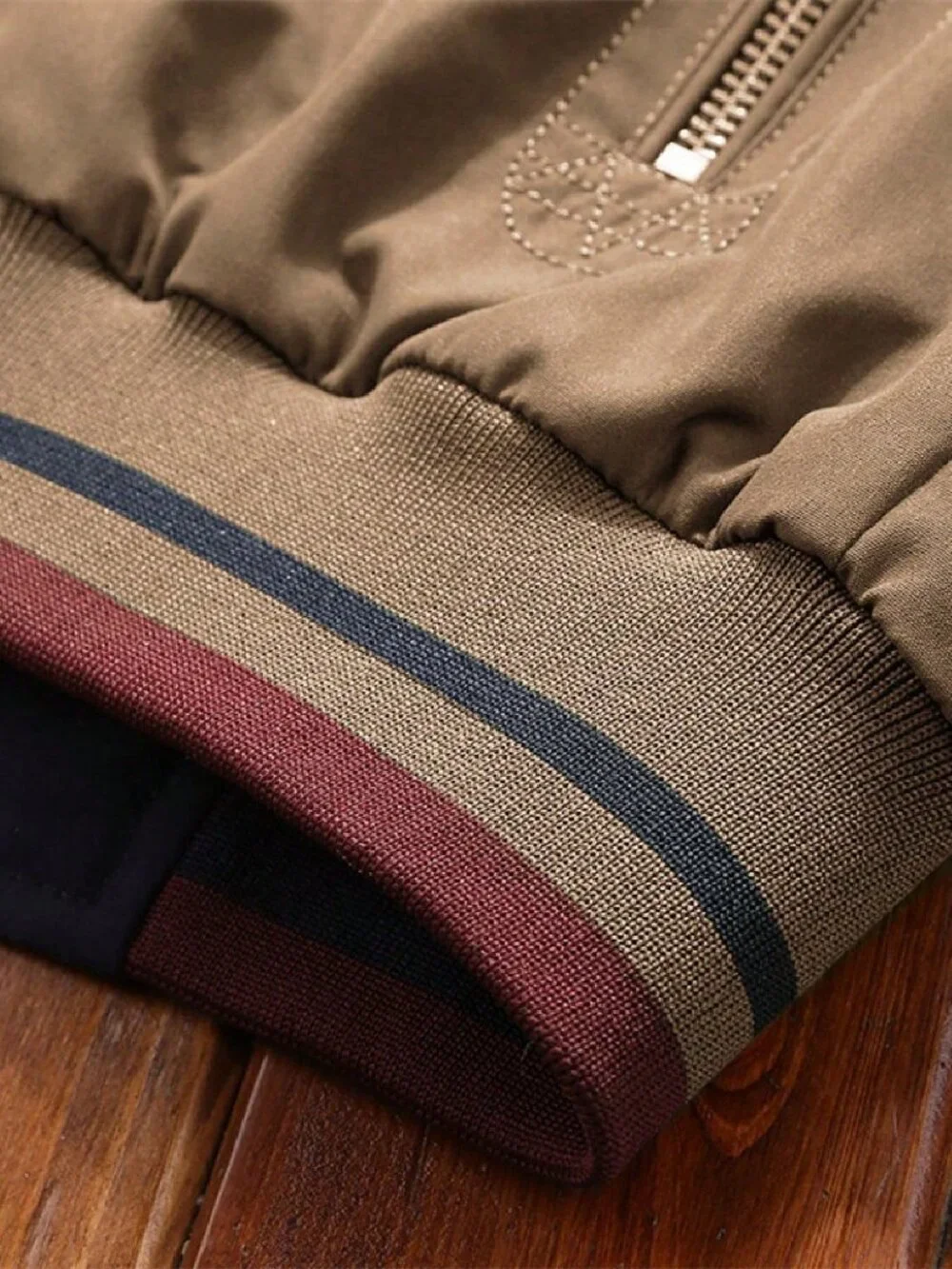 Khaki Modern Casual Men's Zippered Funnel Neck Windbreaker Jacket